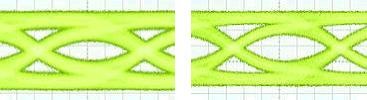Figure 2. Eye diagrams &#8211; influence of trace width; a &#8211; trace width 5 mil; b &#8211; trace width 8 mil